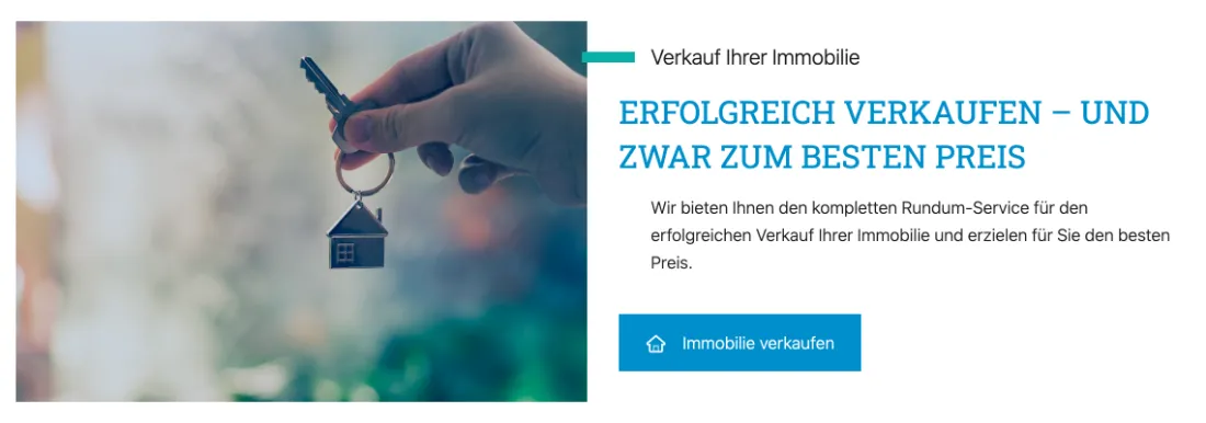 Ausschnitt der Website von Schlief + Co. Immobilien GmbH, Hamburg: Ziel 'zum besten Preis verkaufen' steht groß vorn, dazu ein direkter Button — wer verkaufen will, startet den Prozess sofort.