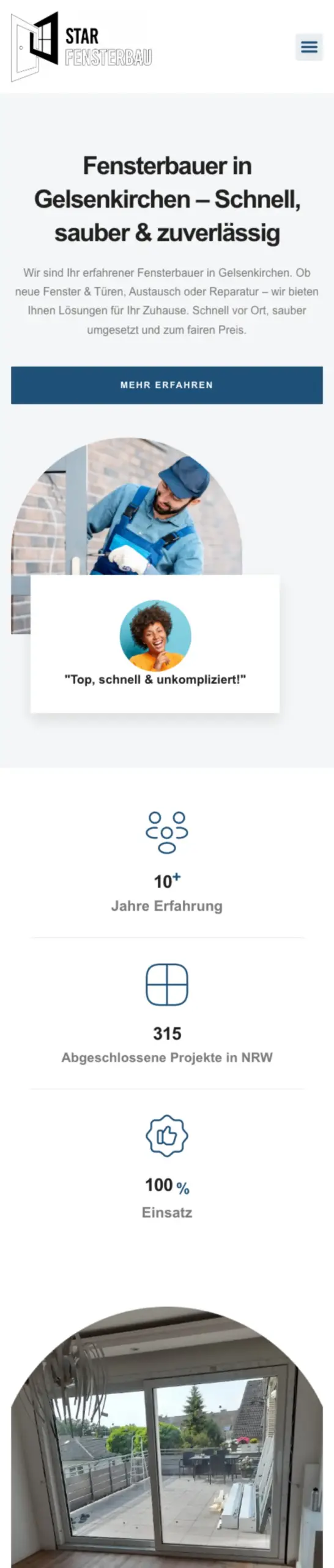 Website von Star Fensterbau, Gelsenkirchen in der Mobilansicht