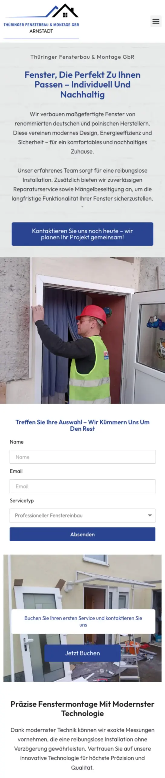 Website von Thüringer Fensterbau & Montage GbR, Ilm-Kreis in der Mobilansicht
