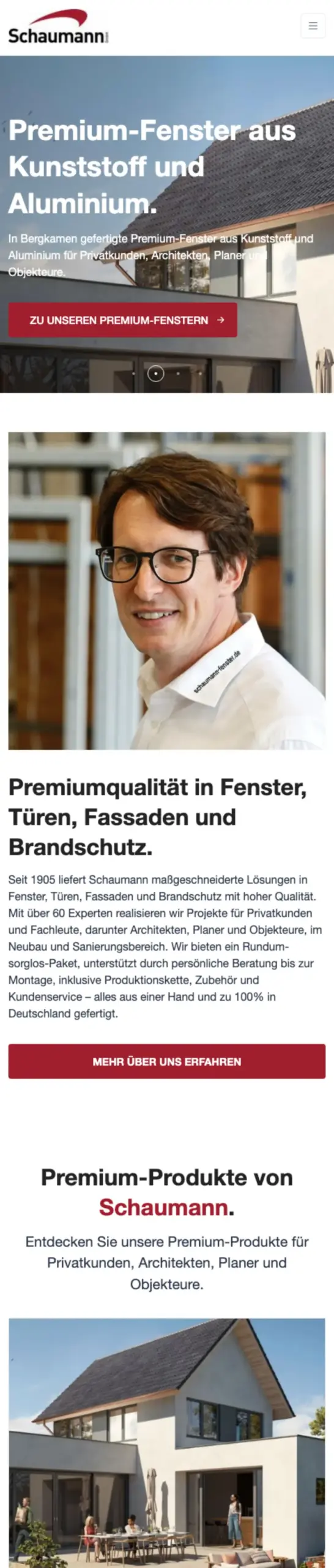 Website von Schaumann, Kreis Unna in der Mobilansicht