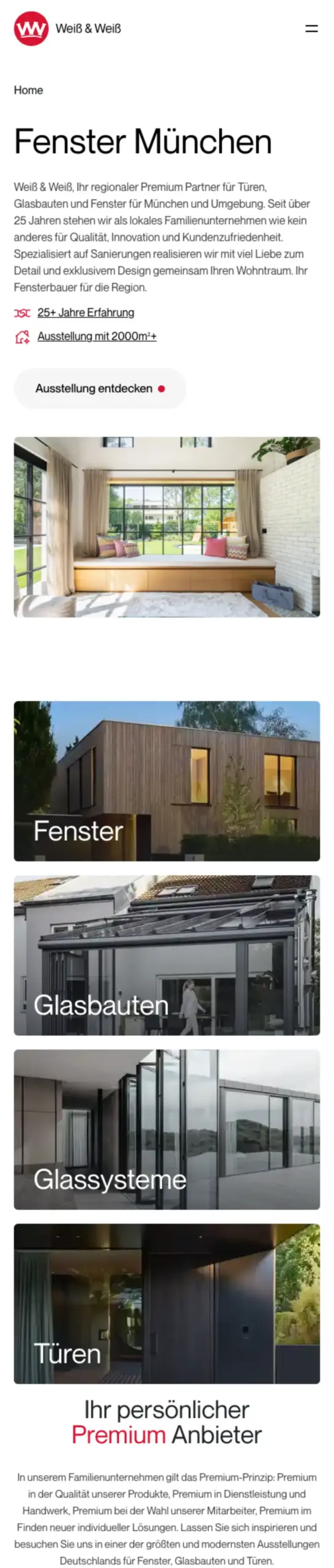 Website von Weiß & Weiß GmbH, Landkreis München in der Mobilansicht