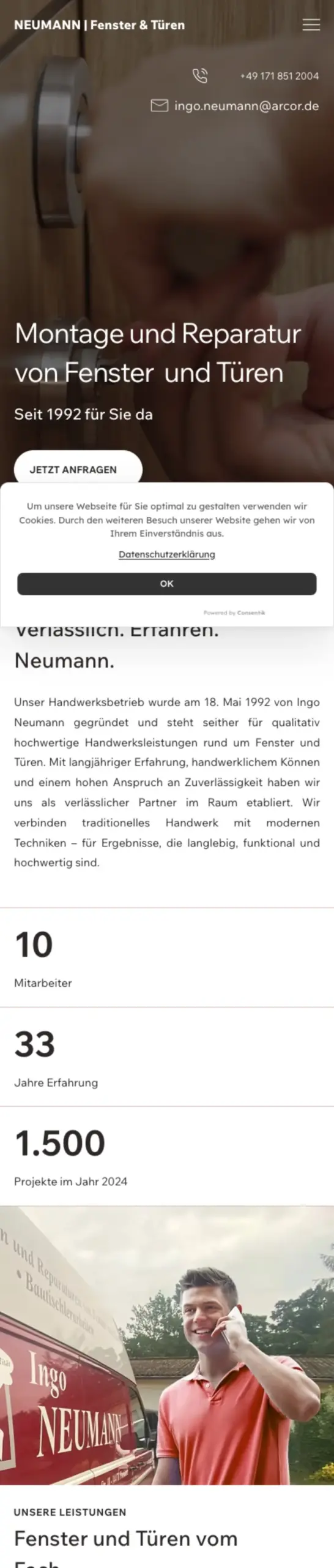 Website von Neumann | Fenster & Türen, Potsdam in der Mobilansicht