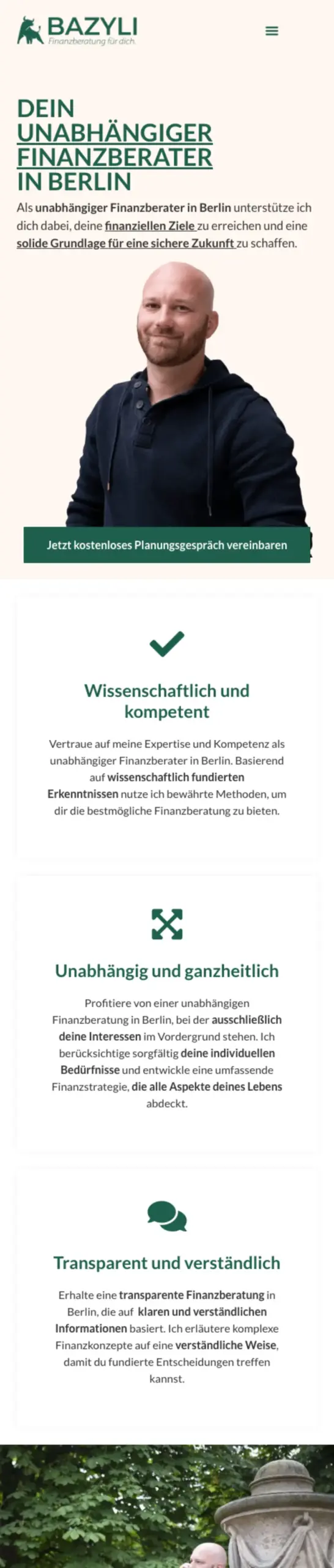 Website von Bazyli Finanzberatung Berlin, Berlin in der Mobilansicht
