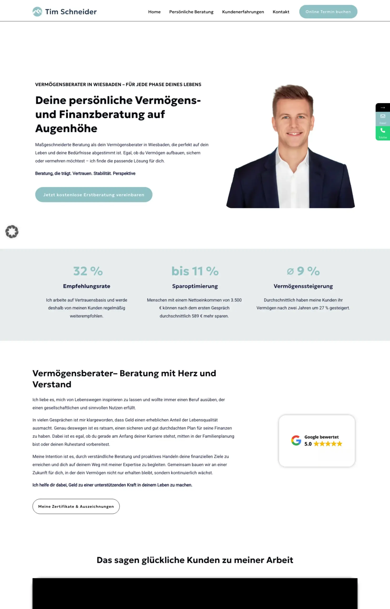 Website von Tim Schneider, Wiesbaden in der Desktop-Ansicht