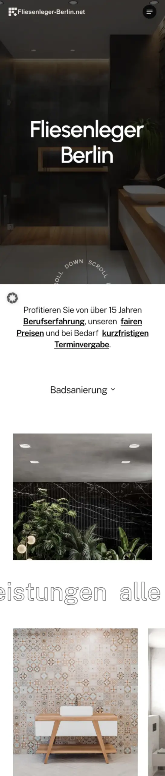 Website von Fliesenleger-Berlin.net, Berlin in der Mobilansicht