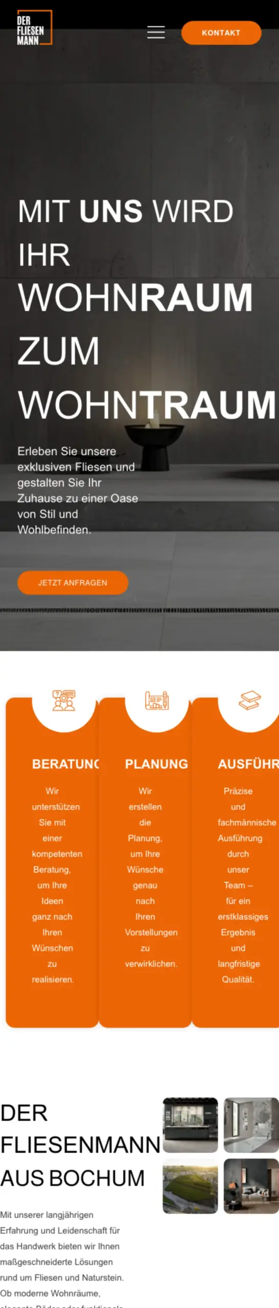 Website von Der Fliesenmann, Bochum in der Mobilansicht