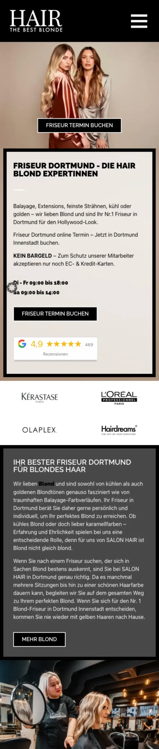 Website von HAIR DORTMUND GMBH, Dortmund in der Mobilansicht