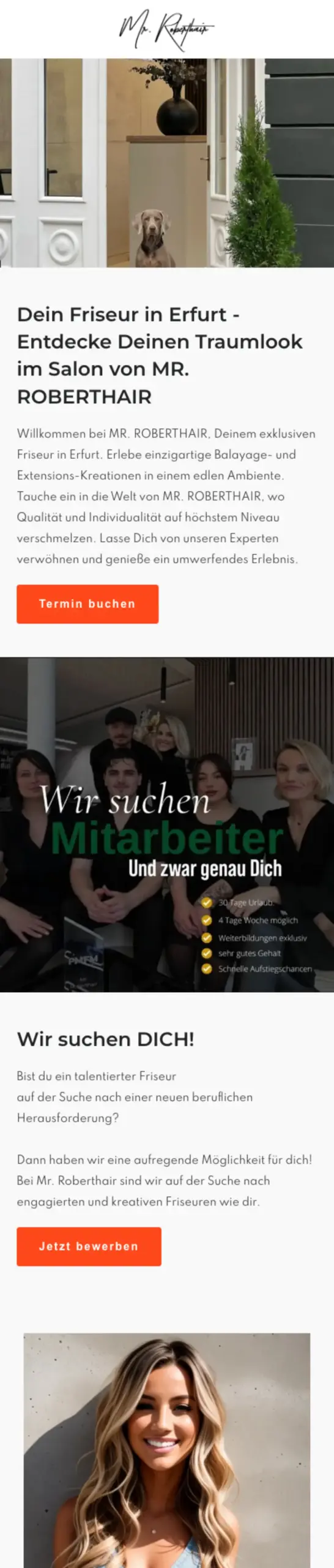 Website von M.R. ROBERTHAIR, Erfurt in der Mobilansicht