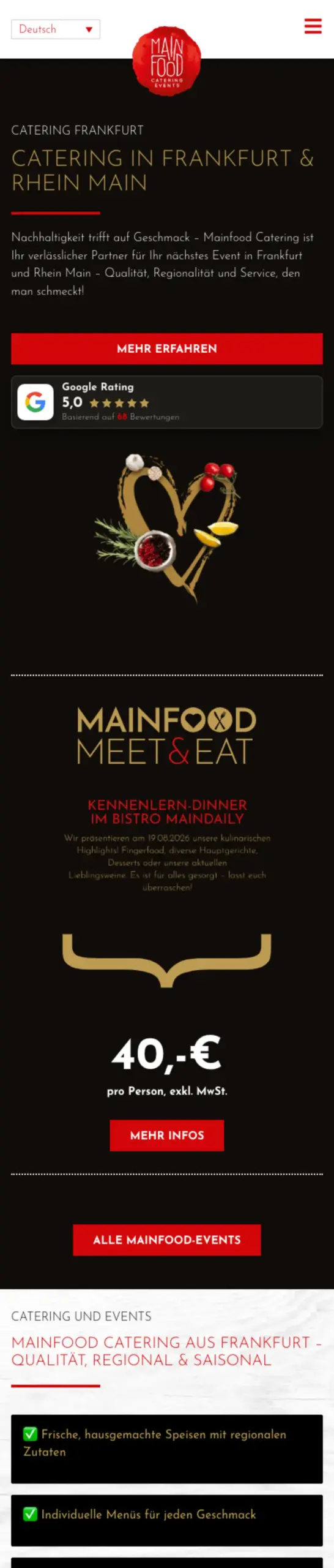 Website von Manfood OHG, Main-Taunus-Kreis in der Mobilansicht