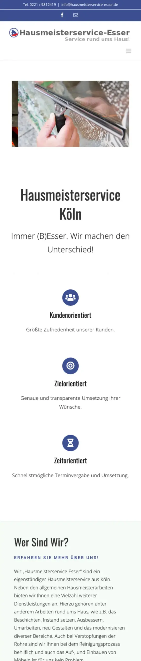 Website von Hausmeisterservice-Esser, Köln in der Mobilansicht