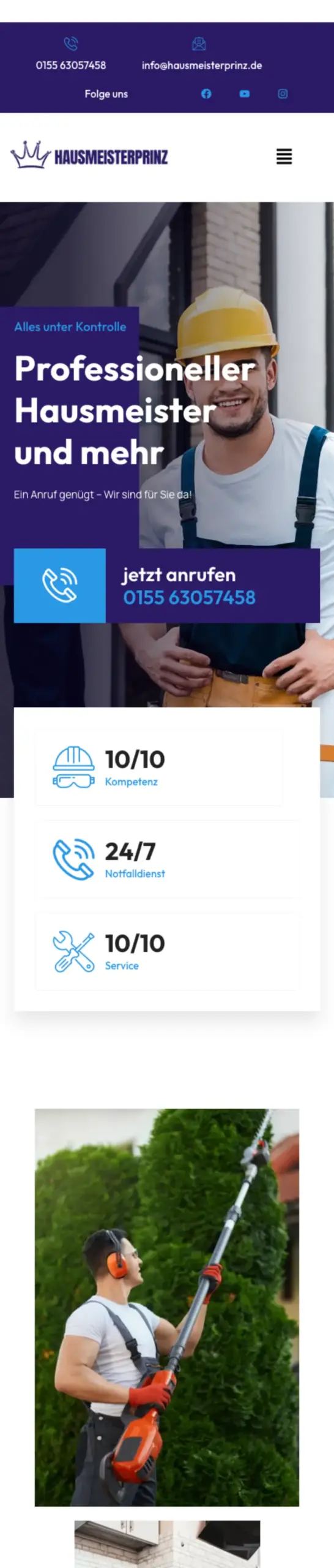 Website von Hausmeisterprinz, Offenbach am Main in der Mobilansicht