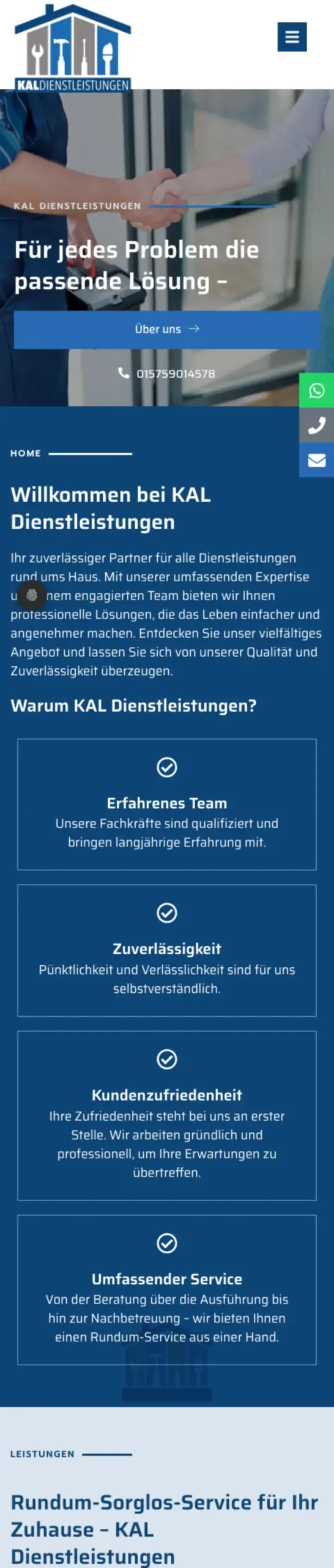 Website von KAI Dienstleistungen, Offenbach am Main in der Mobilansicht