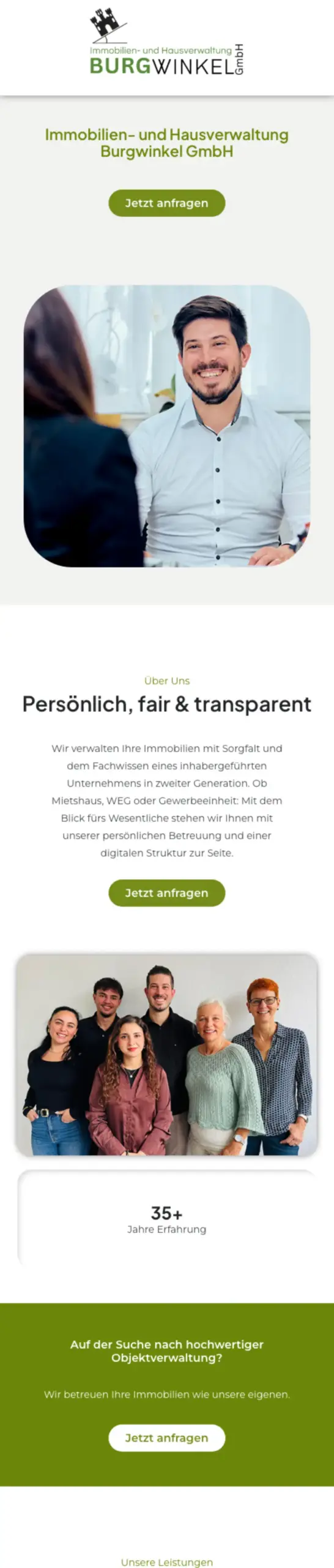 Website von Immobilien- und Hausverwaltung Burgwinkel GmbH, Köln in der Mobilansicht