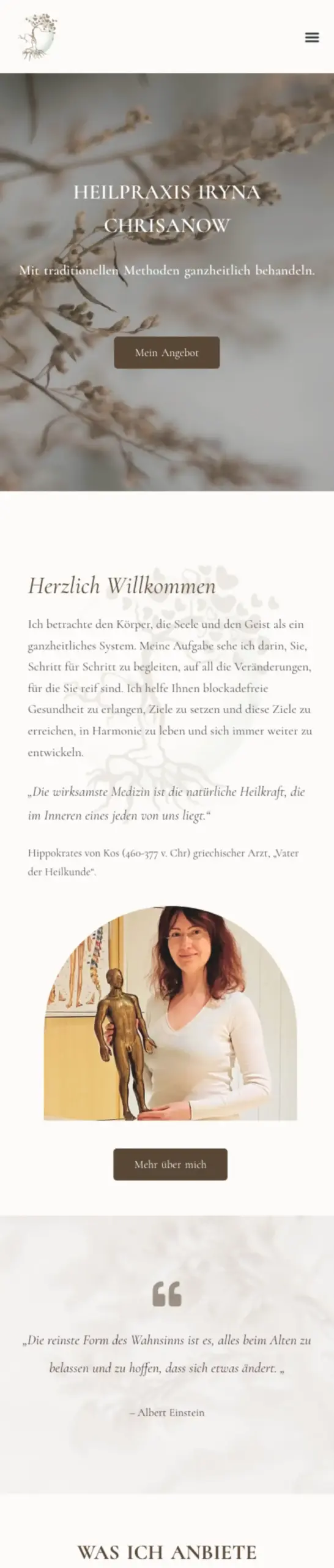 Website von Heilpraxis Chrisanow, Frankfurt am Main in der Mobilansicht