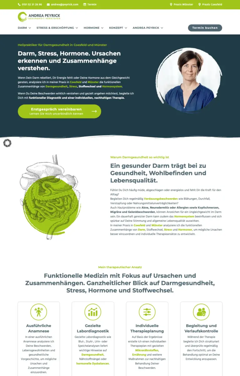 Startseite der Website von Heilpraktiker MOLECO GmbH aus Münster in der Desktop-Ansicht