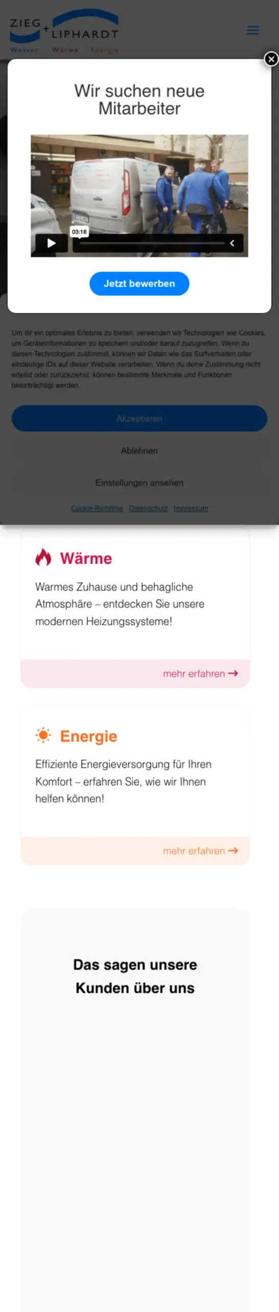 Website von Zieg + Liphardt, Frankfurt am Main in der Mobilansicht