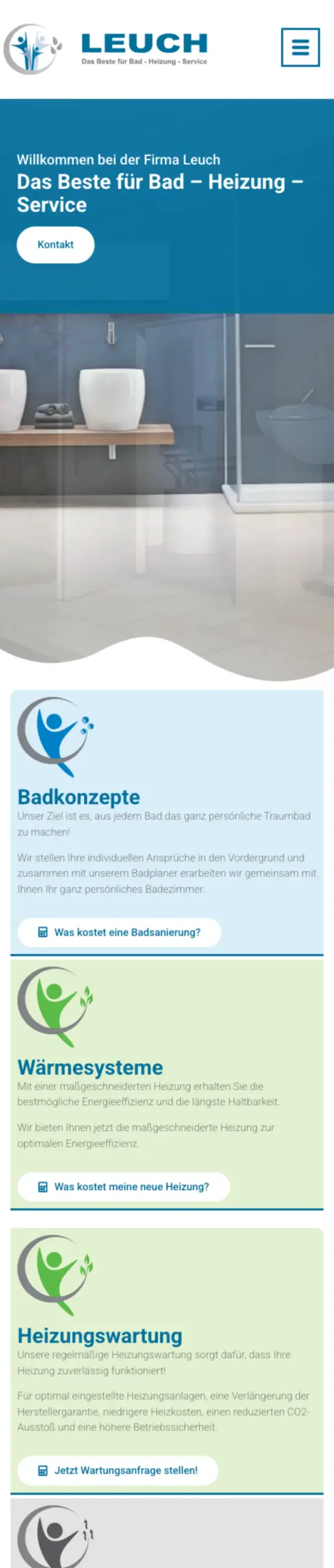Website von Leuch GmbH & Co. KG, Kiel in der Mobilansicht