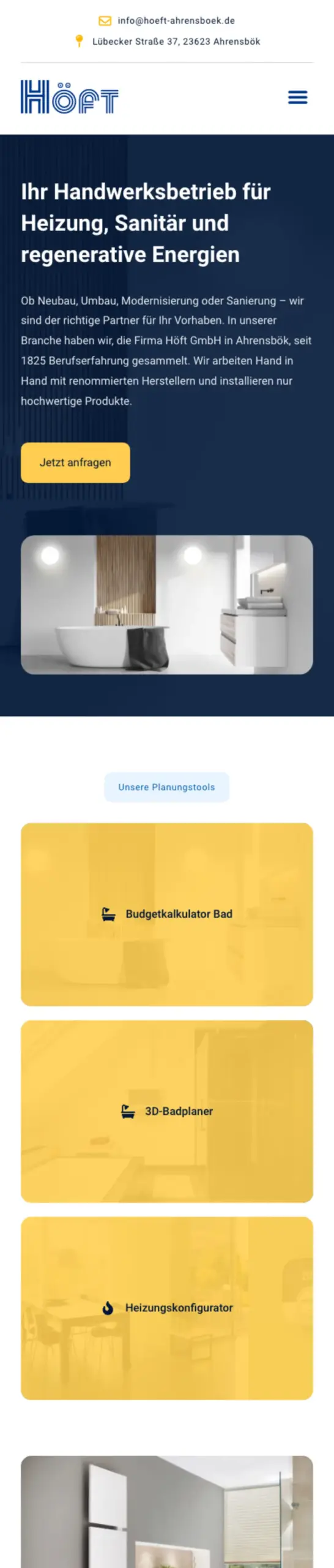 Website von Höft GmbH, Kreis Ostholstein in der Mobilansicht
