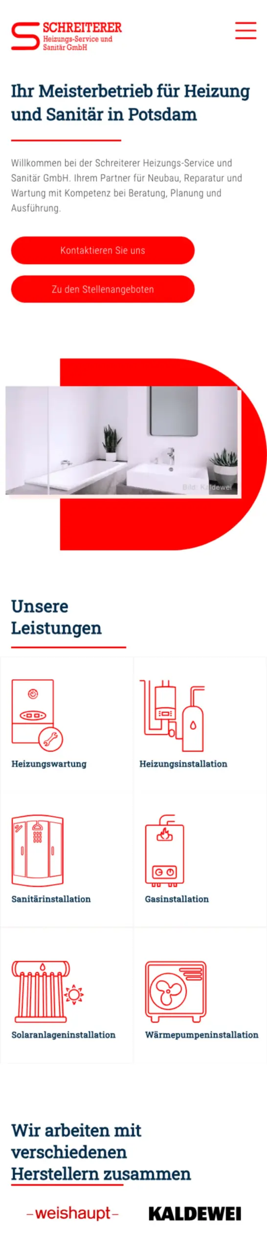 Website von Schreiterer Heizungs-Service und Sanitär GmbH, Potsdam in der Mobilansicht