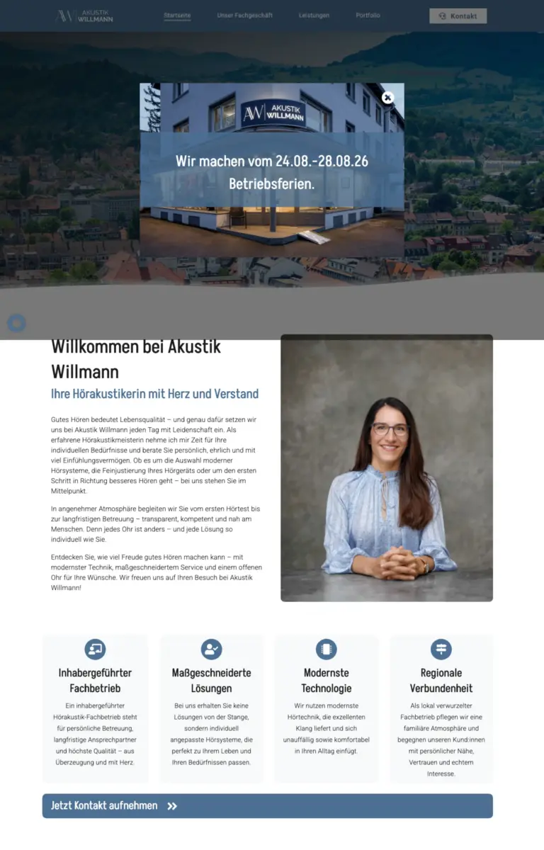 Startseite der Website von Hörakustiker VGV GmbH aus Freiburg in der Desktop-Ansicht