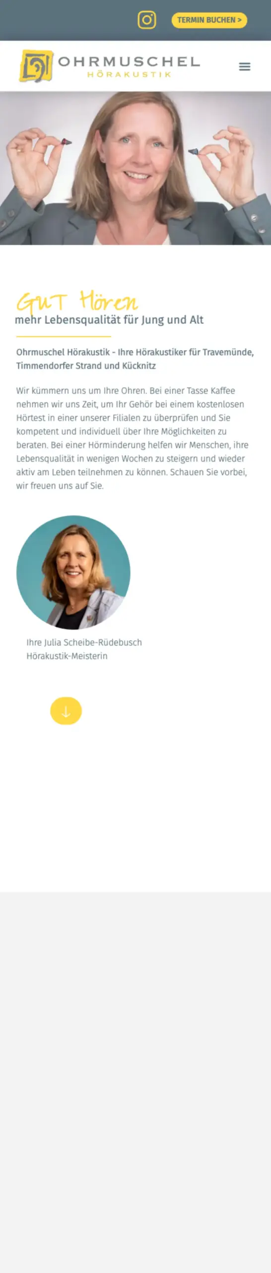 Website von Ohrmuschel, Lübeck in der Mobilansicht