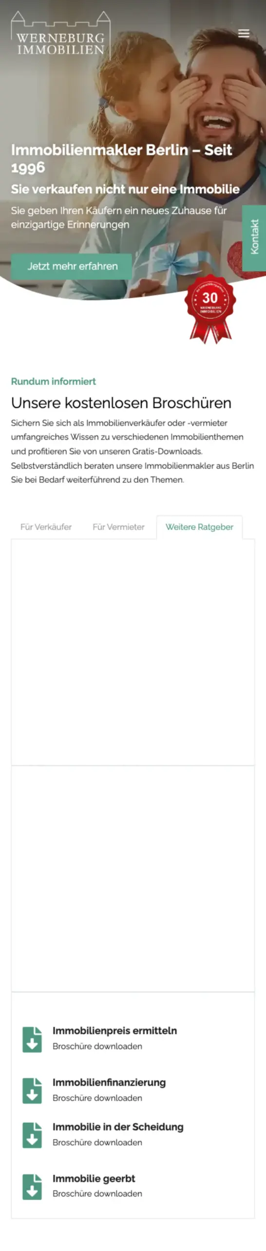 Website von Werneburg Immobilien, Berlin in der Mobilansicht