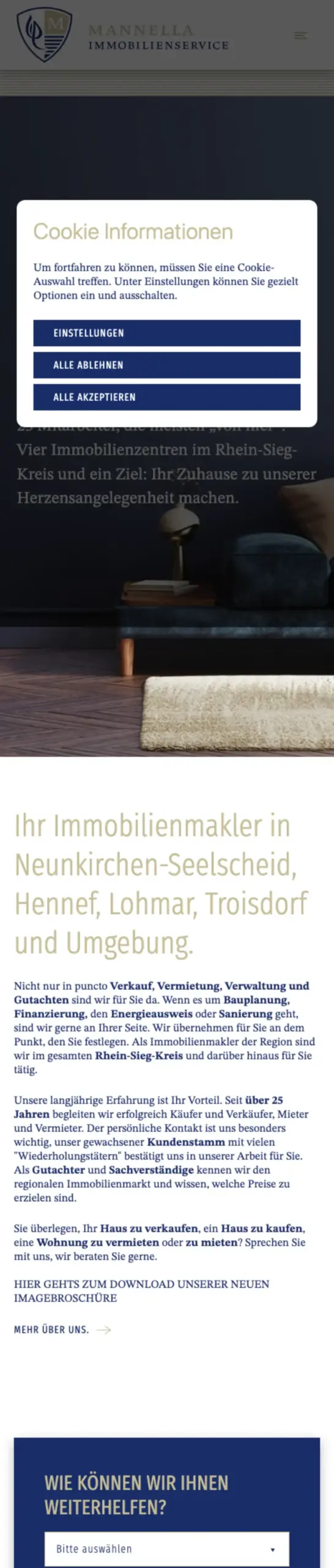 Website von Mannella Immobilienservice GmbH, Rhein-Sieg-Kreis in der Mobilansicht