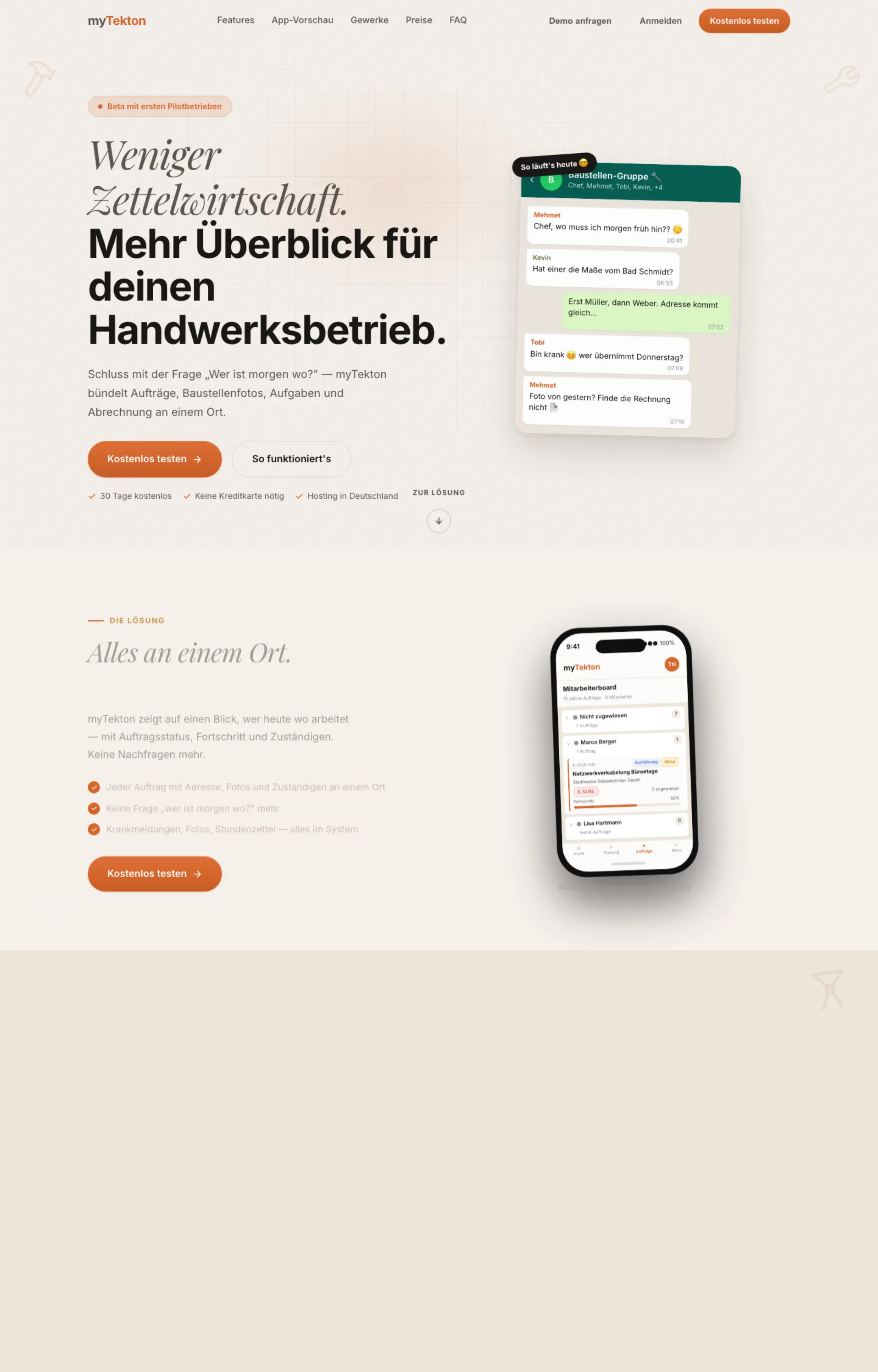 Website von myTekton, Gelsenkirchen in der Desktop-Ansicht