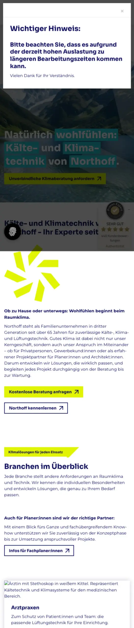 Website von Northoff Kälte-Klimatechnik GmbH & Co. KG, Kreis Warendorf in der Mobilansicht