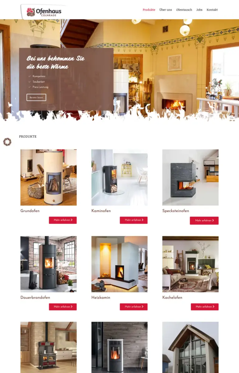 Startseite der Website von Kaminbauer REGISTEREINTRAG aus Colnrade in der Desktop-Ansicht