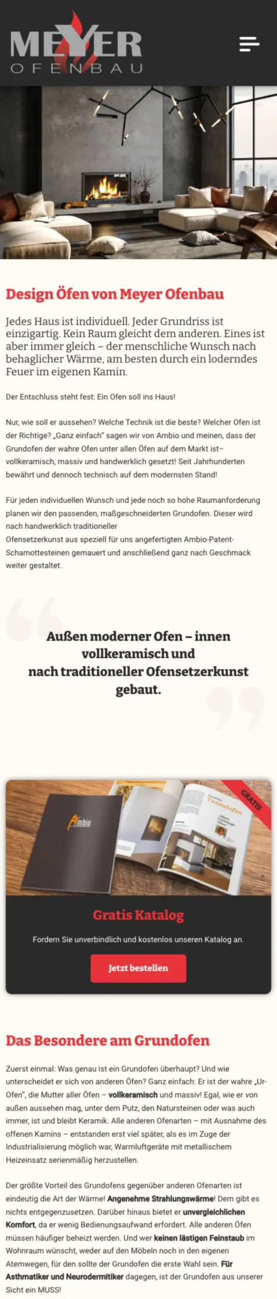 Website von Fa. Grundofen-Meyer – Erich Meyer, Rhein-Sieg-Kreis in der Mobilansicht