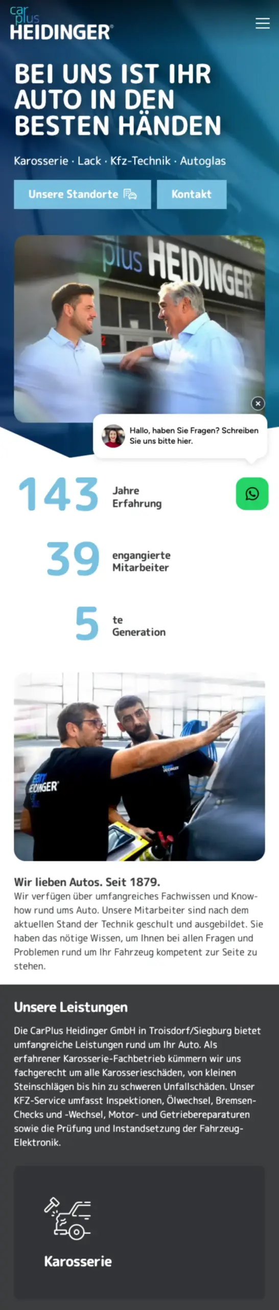 Website von CarPlus Heidinger, Rhein-Sieg-Kreis in der Mobilansicht