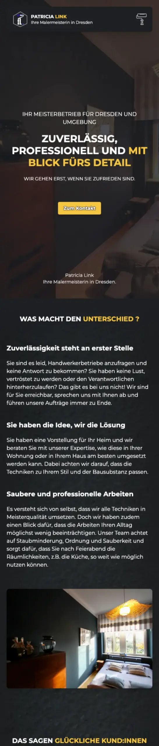 Website von Malermeisterin Patricia Link, Dresden in der Mobilansicht