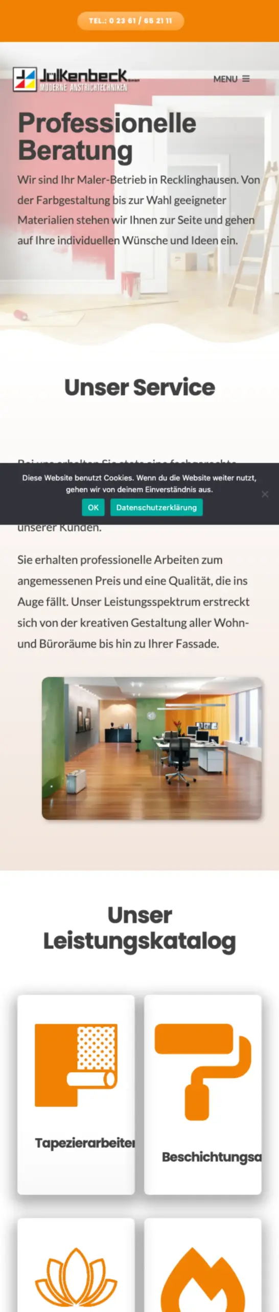 Website von Jülkenbeck GmbH, Recklinghausen in der Mobilansicht