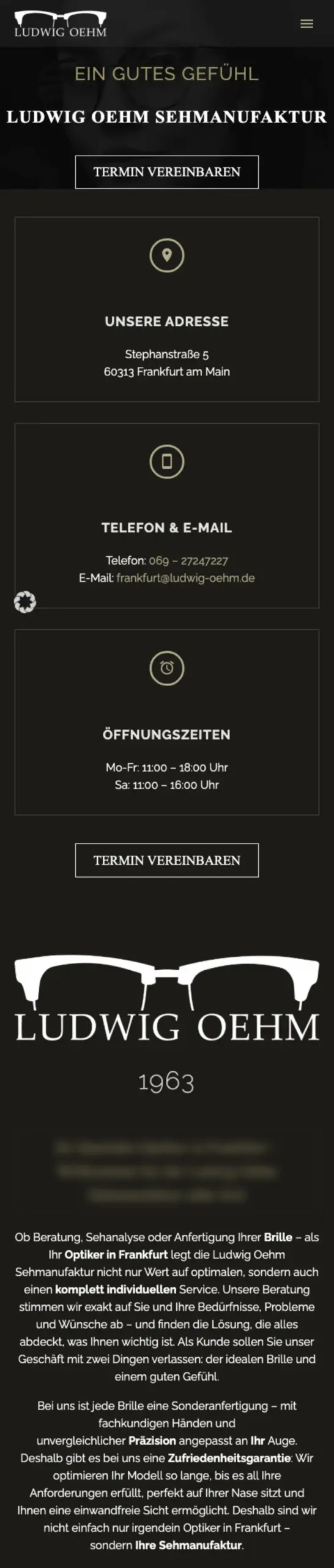 Website von Ludwig Oehm Frankfurt, Frankfurt am Main in der Mobilansicht