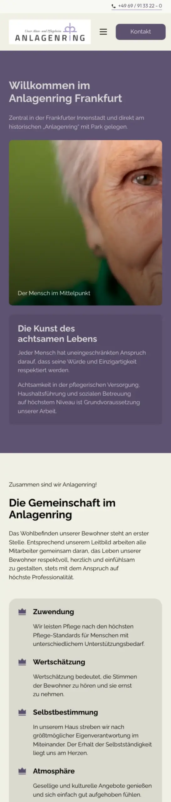 Website von Anlagenring Frankfurt, Frankfurt am Main in der Mobilansicht