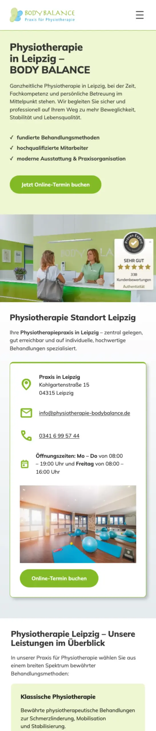 Website von BODY BALANCE, Leipzig in der Mobilansicht