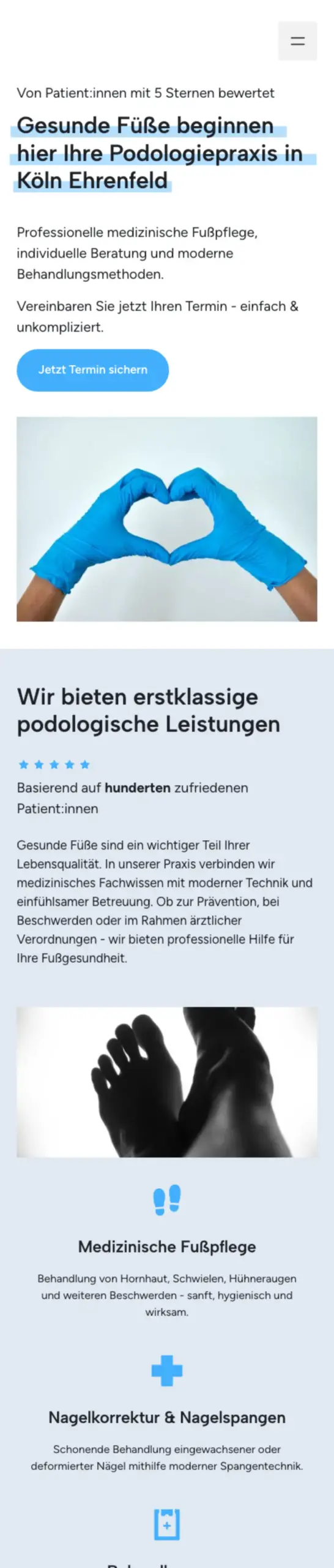 Website von Podologikum Köln Ehrenfeld, Köln in der Mobilansicht
