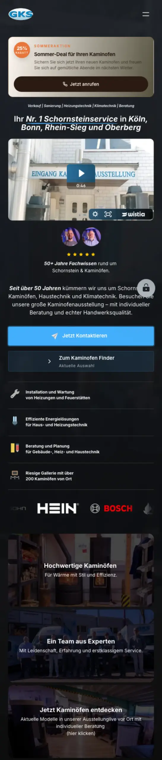 Website von GKS Schornsteinservice GmbH, Rhein-Sieg-Kreis in der Mobilansicht