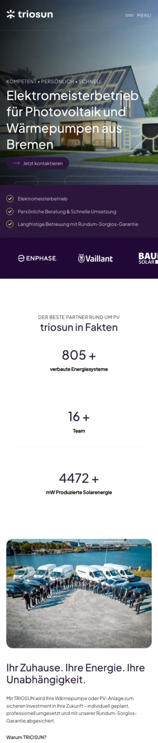 Website von Triosun, Bremen in der Mobilansicht