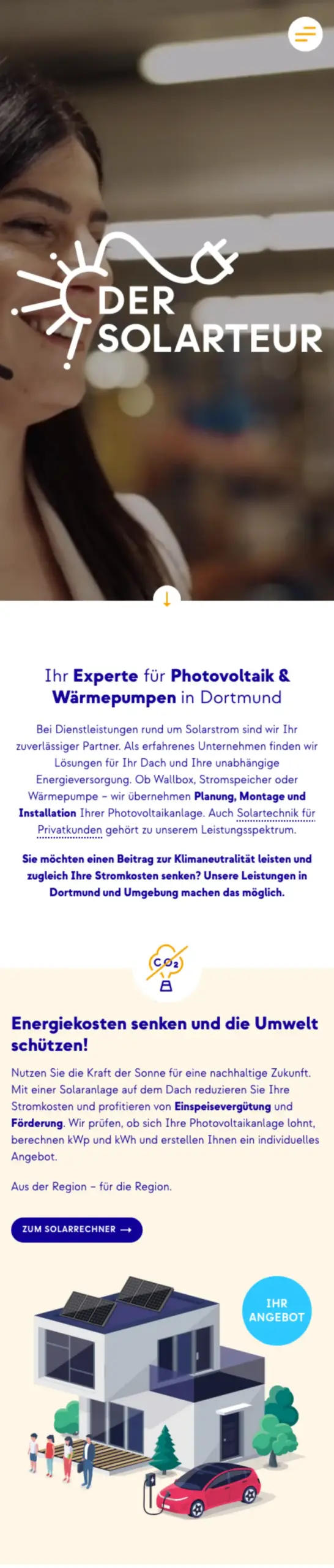 Website von Der Solarteur, Dortmund in der Mobilansicht