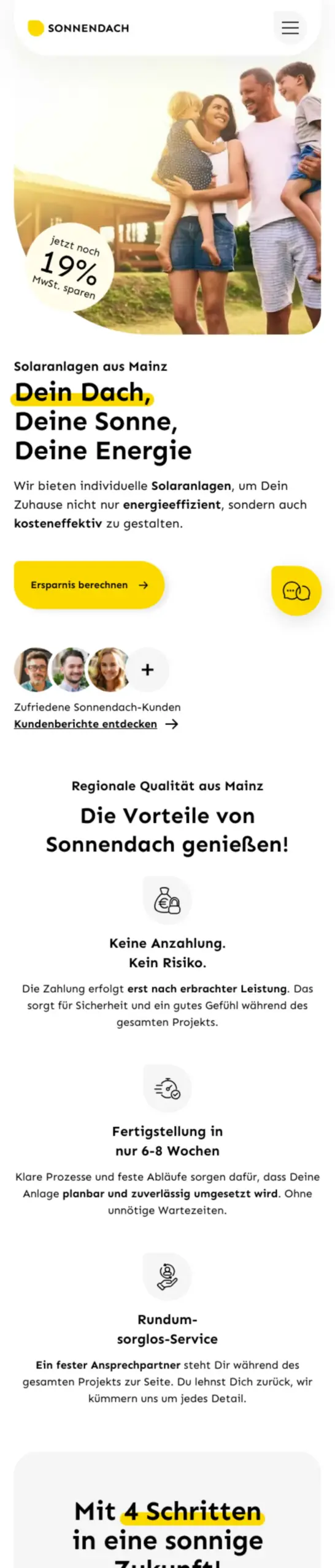 Website von Sonnendach Energy, Mainz in der Mobilansicht