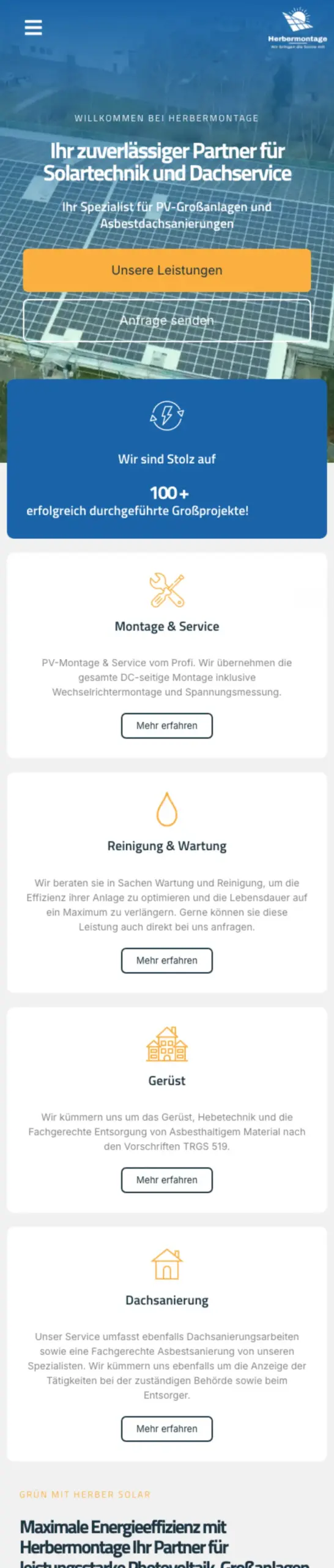 Website von Herbermontage, Osnabrück in der Mobilansicht