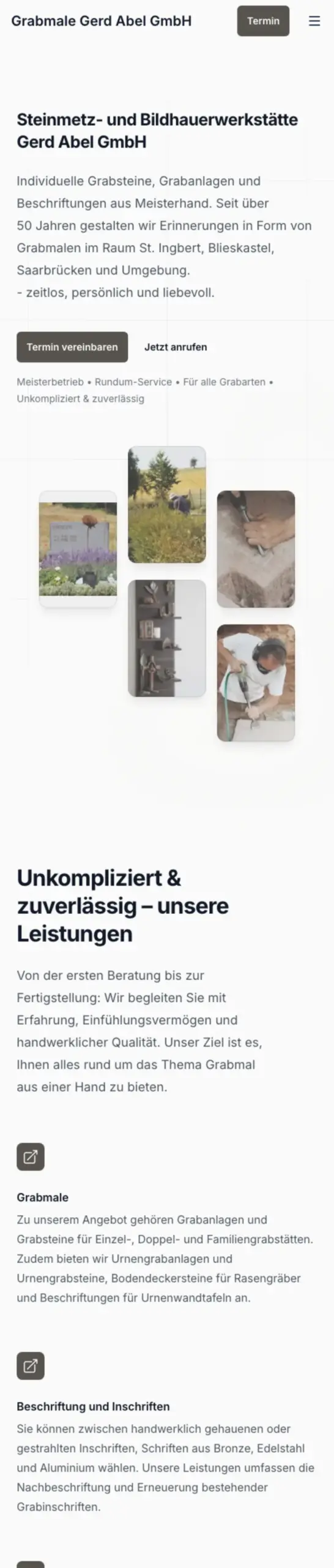 Website von Grabmale Gerd Abel GmbH, Alb-Donau-Kreis in der Mobilansicht