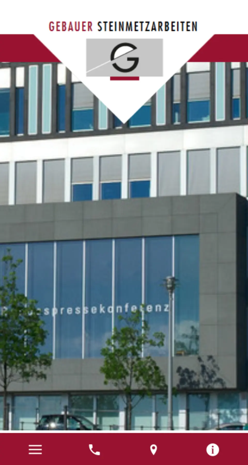 Website von Gebauer Steinmetzarbeiten, Berlin in der Mobilansicht