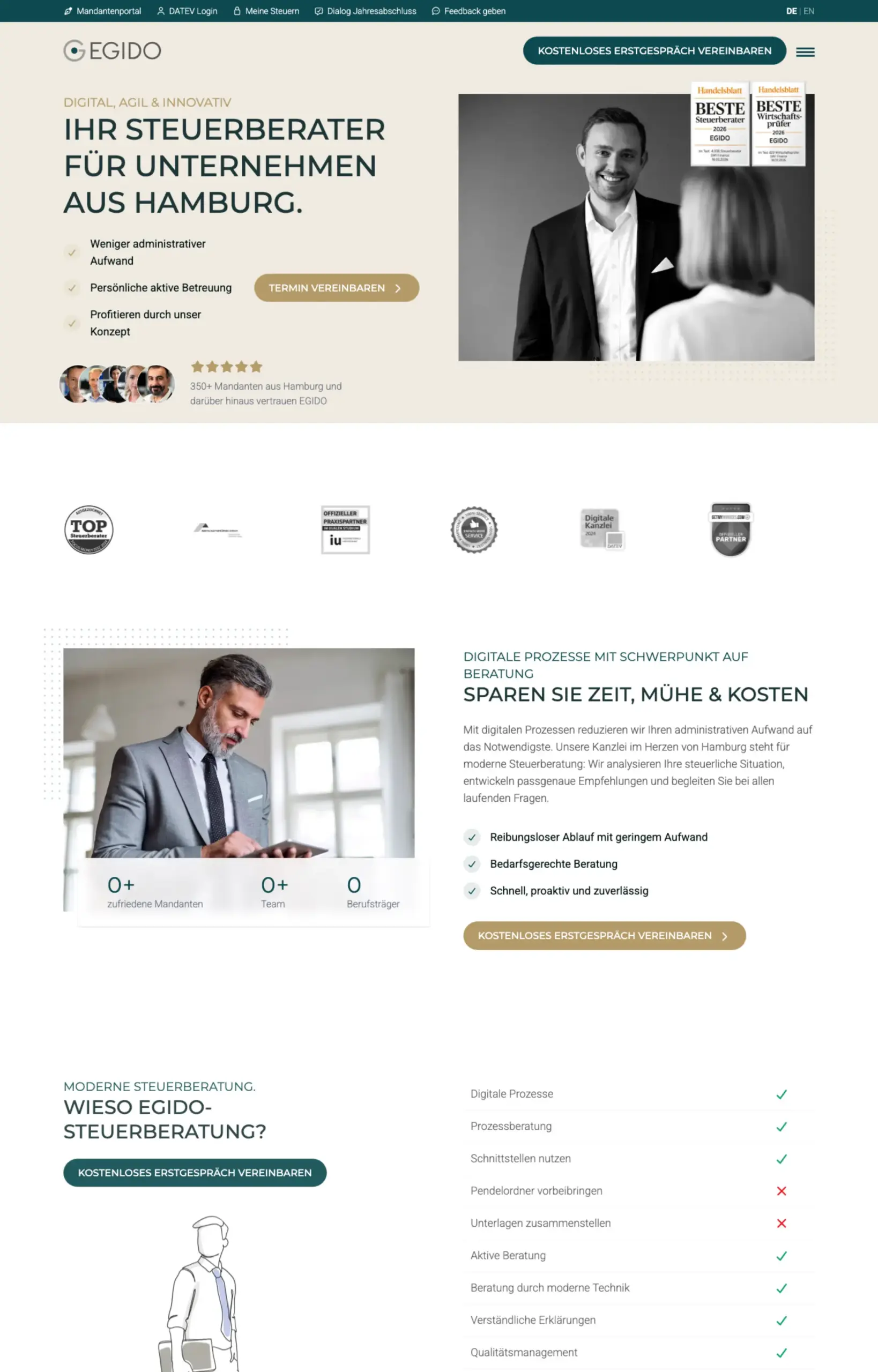 Website von EGIDO, Hamburg in der Desktop-Ansicht