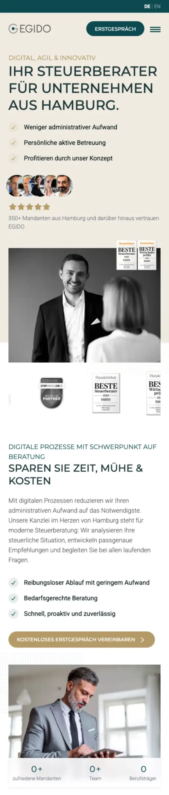 Website von EGIDO, Hamburg in der Mobilansicht