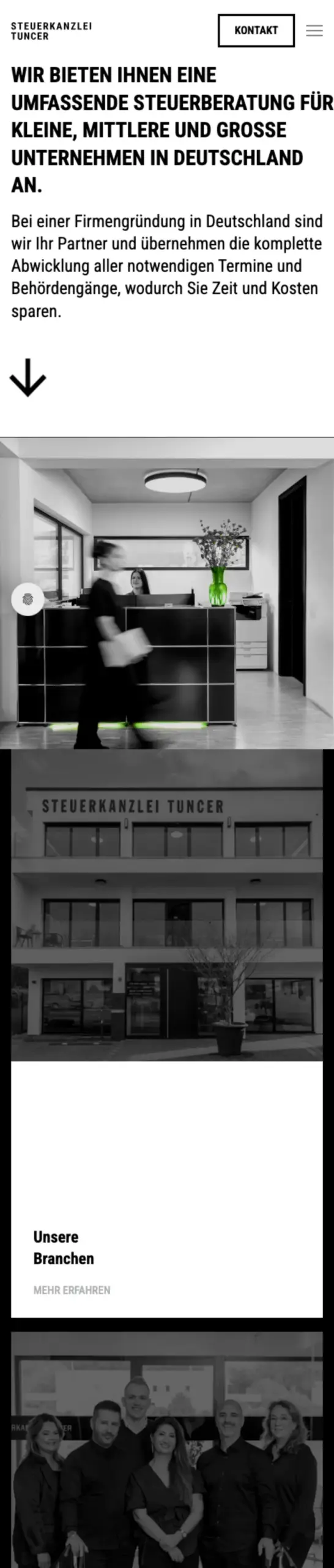 Website von Steuerkanzlei Tuncer, Köln in der Mobilansicht