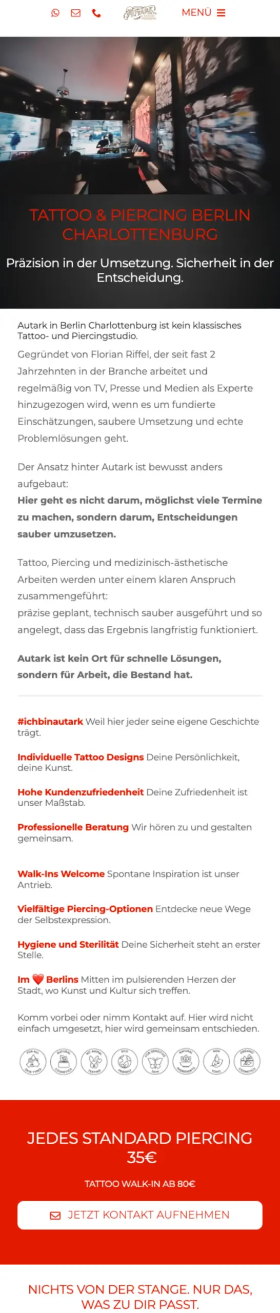 Website von ​​AUTARK Berlin, Berlin in der Mobilansicht