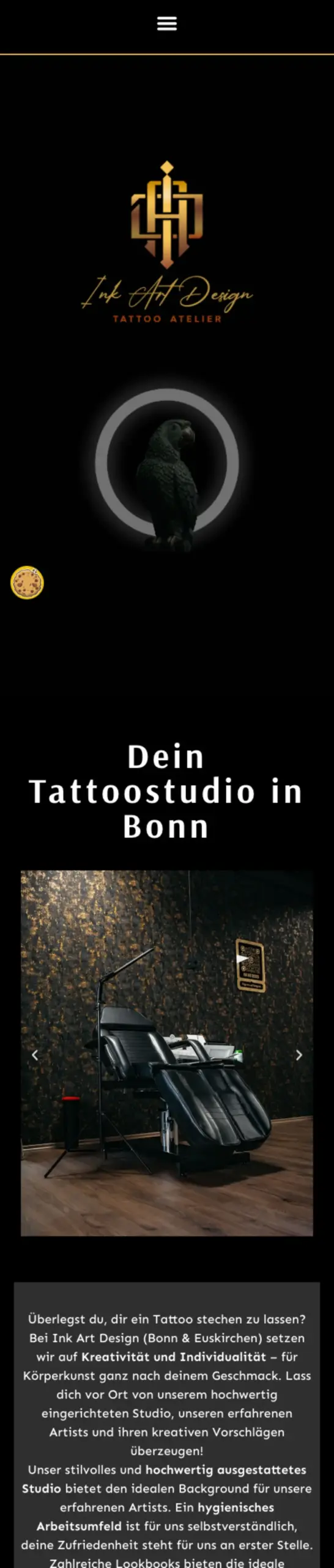 Website von Ink Art Design, Bonn in der Mobilansicht